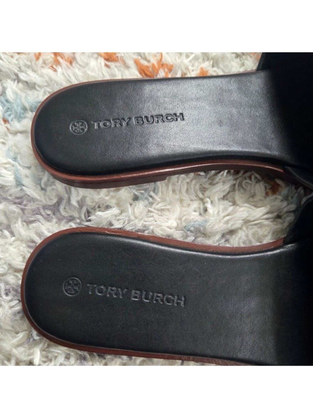 Tory Burch Ines Logo Slide Sandal in Perfect Black Leather Size 8 - Picture 3 of 5